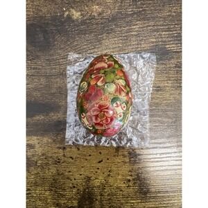 Vtg Paper Mache Egg Hand Painted